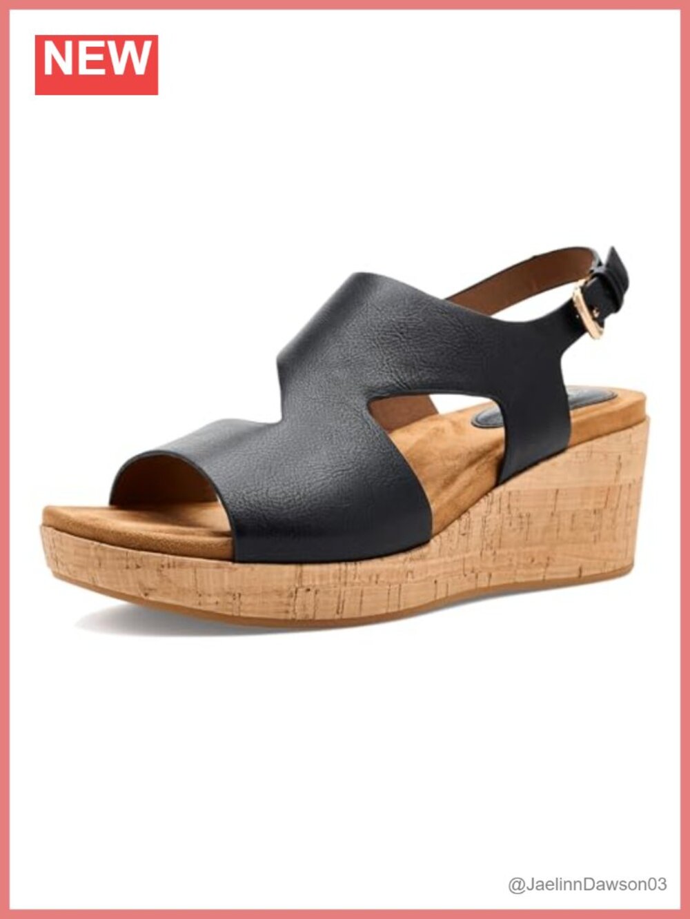 Eurosoft Kryss Slingback Wedge Sandals Faux Leather Cutout Adjustable Buckle